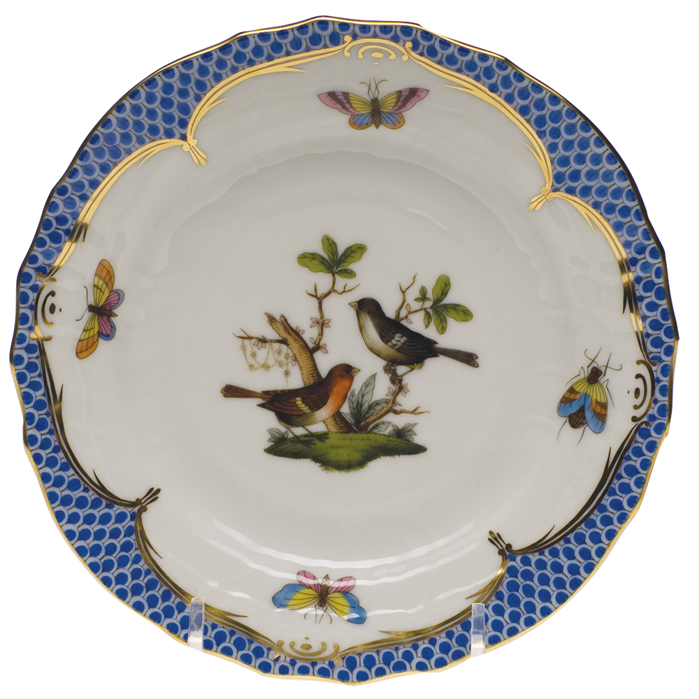 Rothschild Bird Blue Border Bread And Butter Plate - Mo 05 6"d