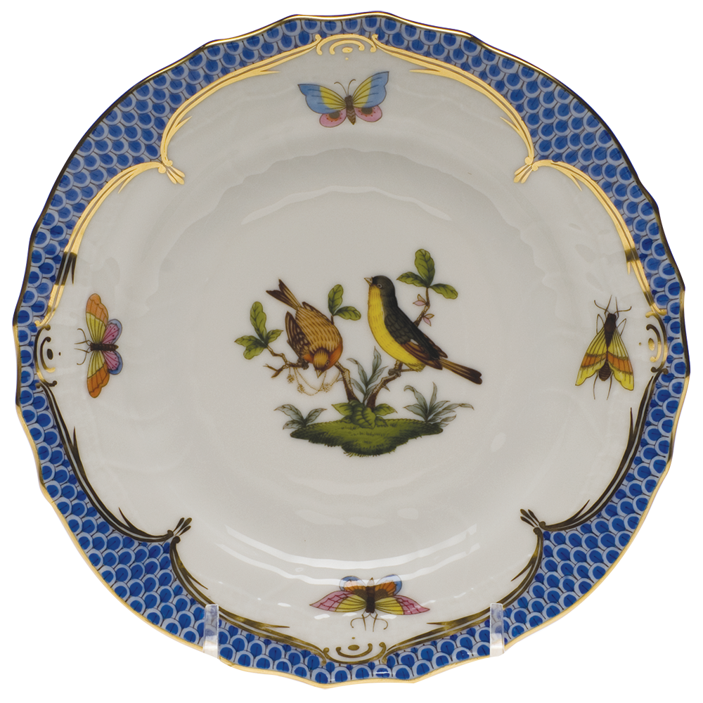 Rothschild Bird Blue Border Bread And Butter Plate - Mo 07 6"d