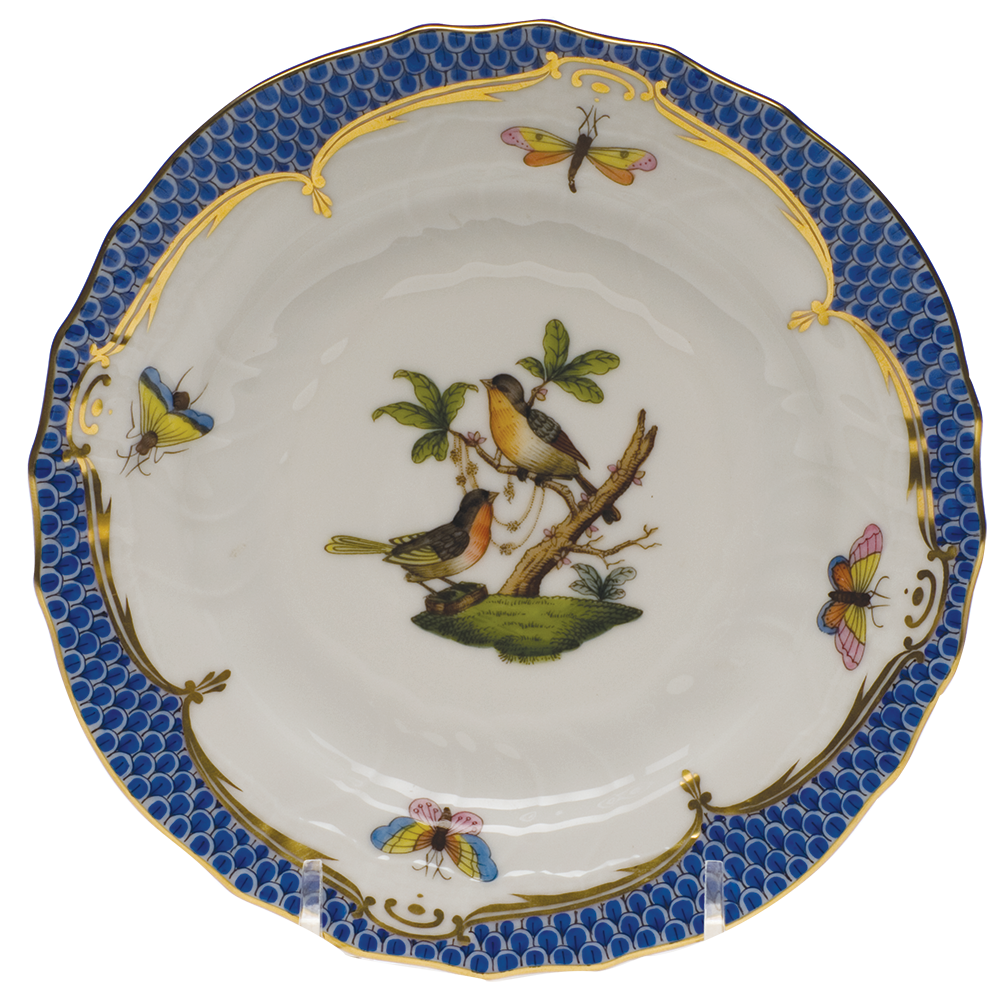 Rothschild Bird Blue Border Bread And Butter Plate - Mo 08 6"d v