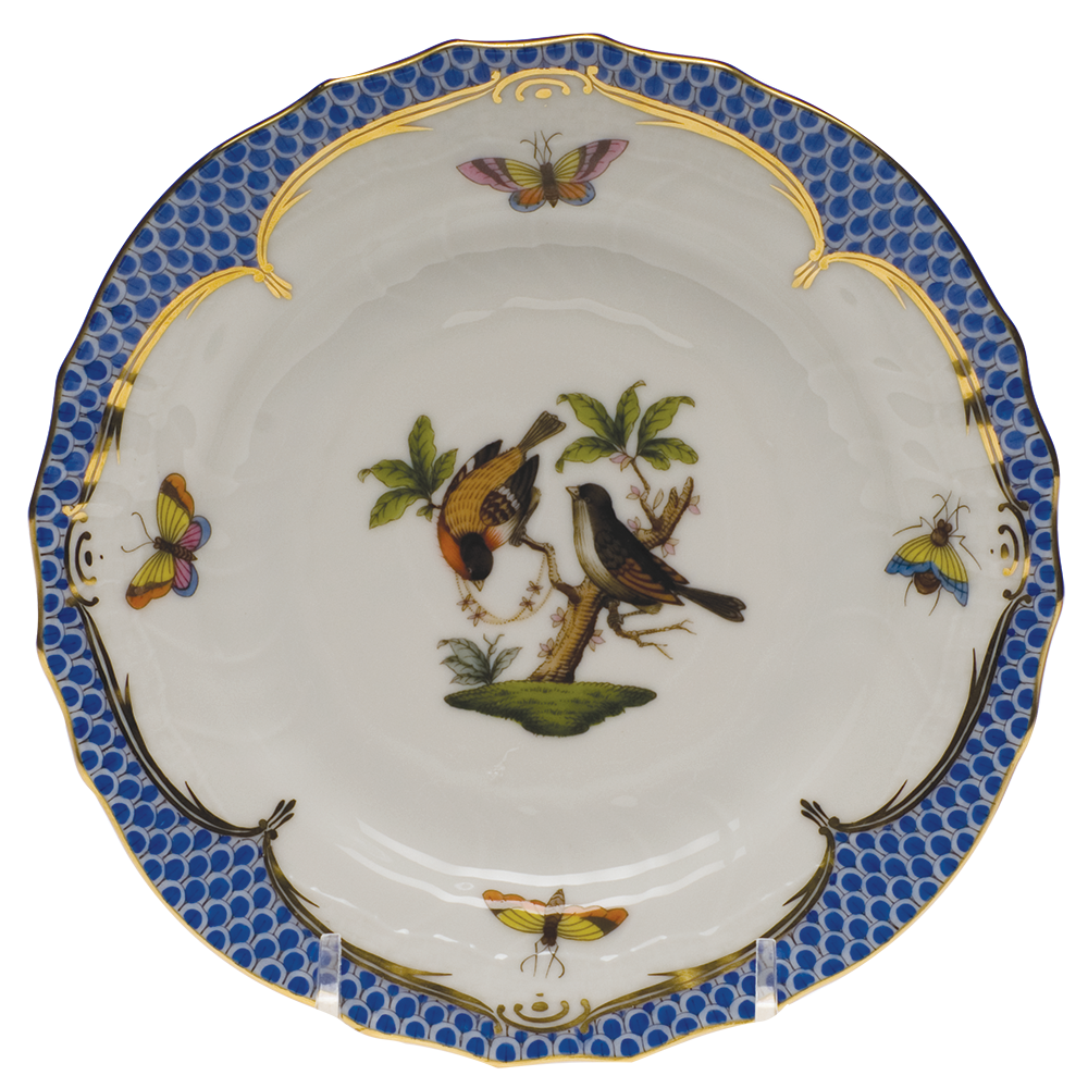 Rothschild Bird Blue Border Bread And Butter Plate - Mo 12 6"d