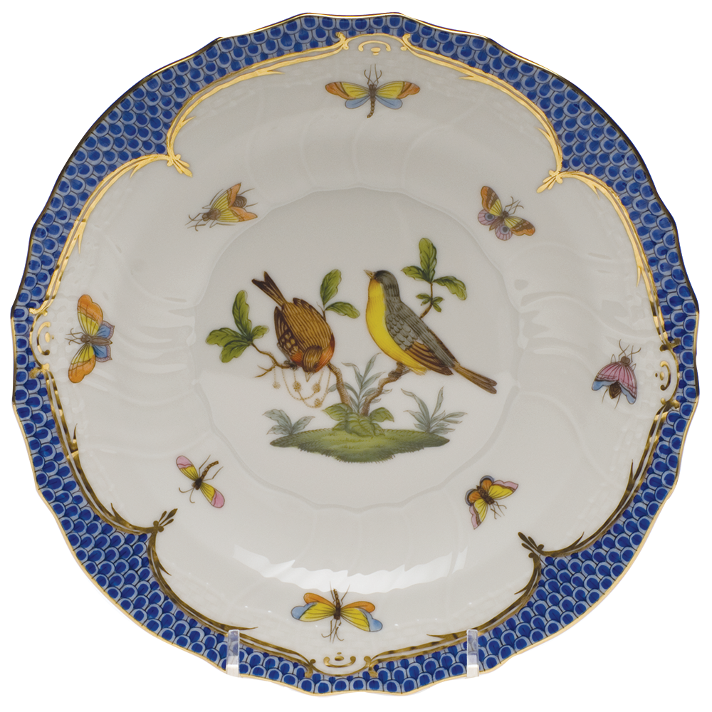 Rothschild Bird Blue Border Salad Plate - Motif 07 7.5"d