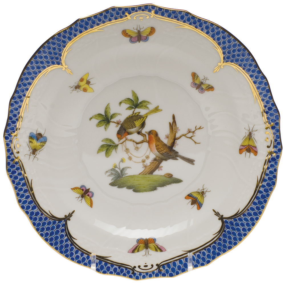 Rothschild Bird Blue Border Salad Plate - Motif 10 7.5"d