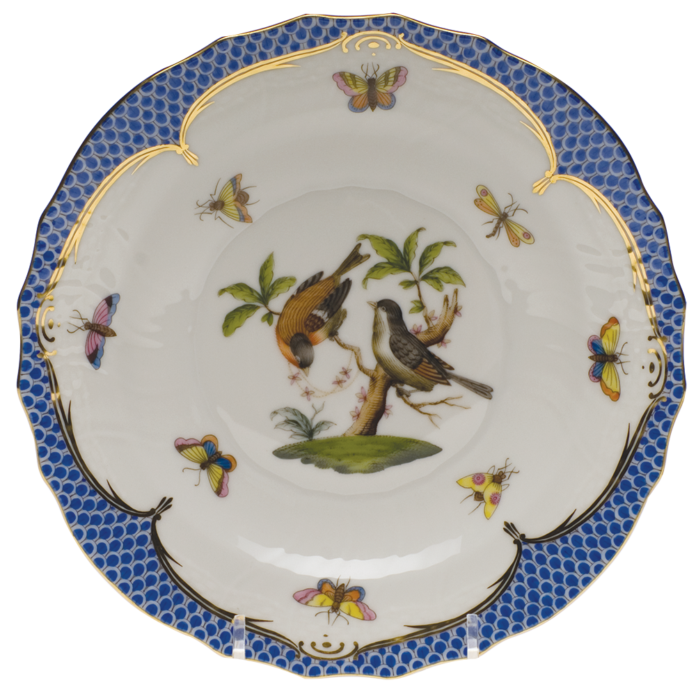 Rothschild Bird Blue Border Salad Plate - Motif 12 7.5"d