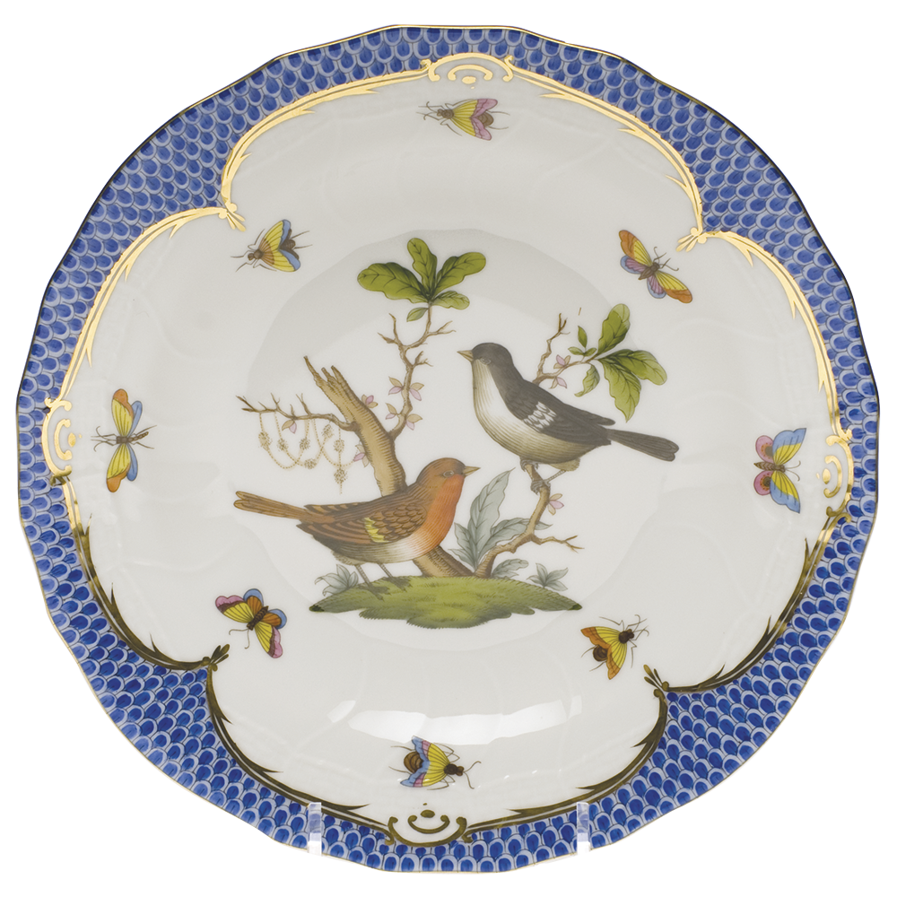 Rothschild Bird Blue Border Dessert Plate - Motif 05 8.25"d