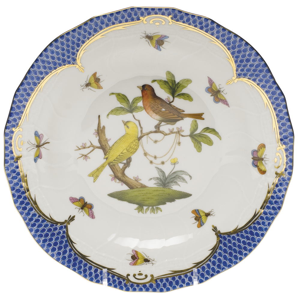 Rothschild Bird Blue Border Dessert Plate - Motif 06 8.25"d