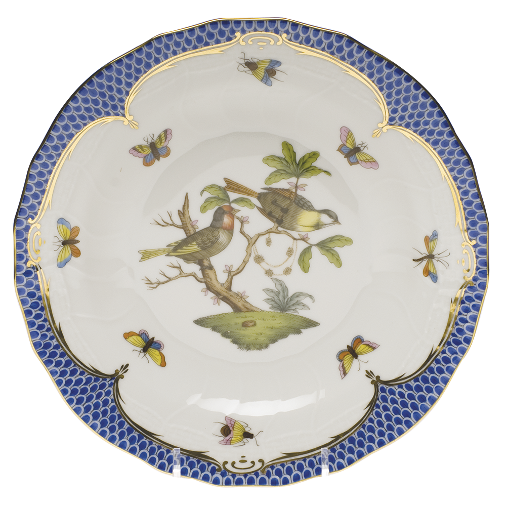 Rothschild Bird Blue Border Dessert Plate - Motif 11 8.25"d