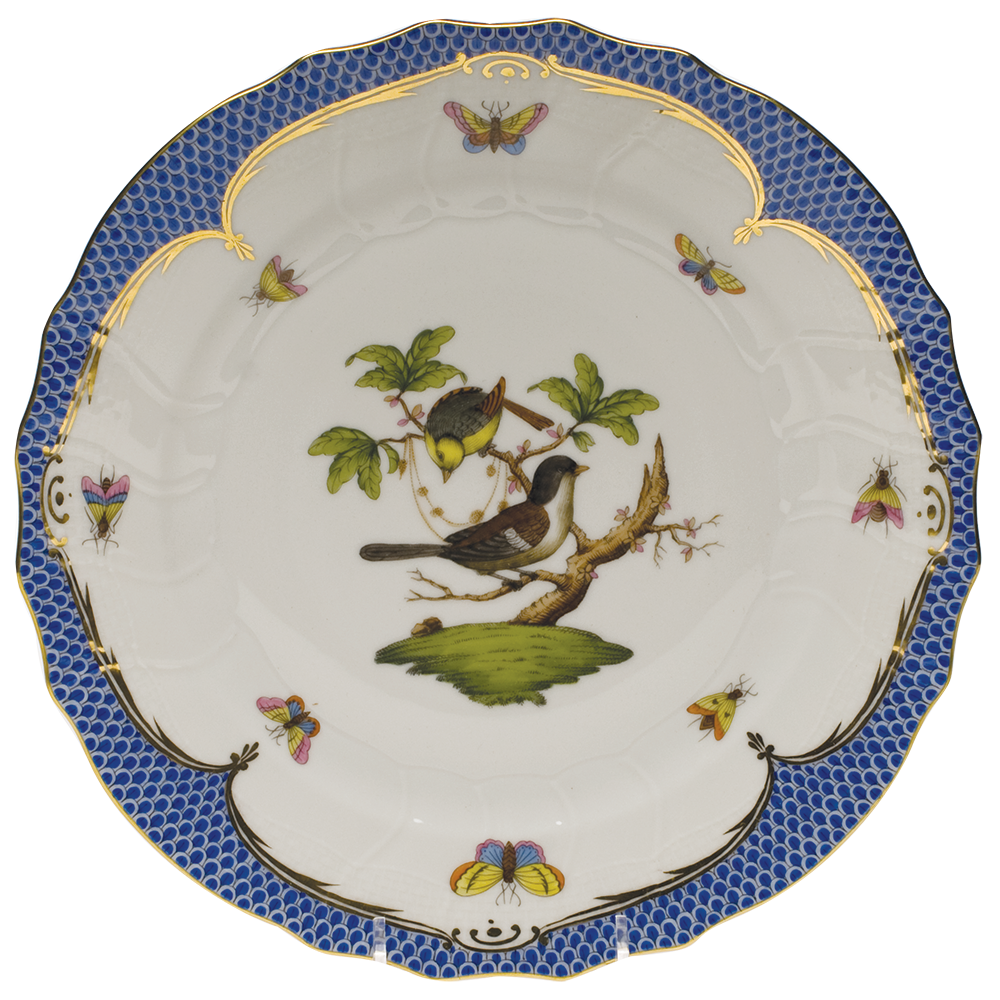 Rothschild Bird Blue Border Dinner Plate - Motif 01 10.5"d