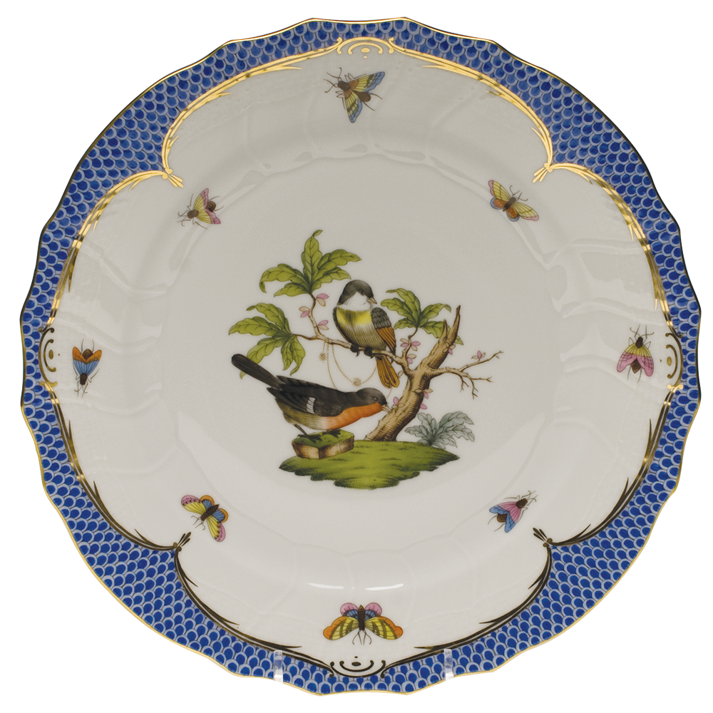 Rothschild Bird Blue Border Dinner Plate - Motif 02 10.5"d
