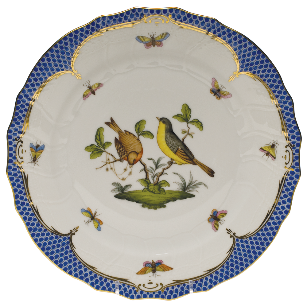 Rothschild Bird Blue Border Dinner Plate - Motif 07 10.5"d