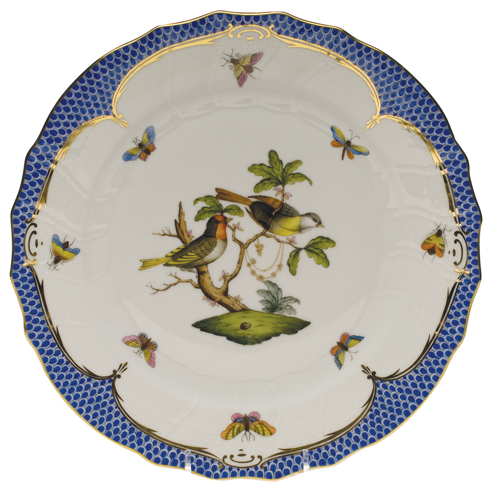 Rothschild Bird Blue Border Dinner Plate - Motif 11 10.5"d