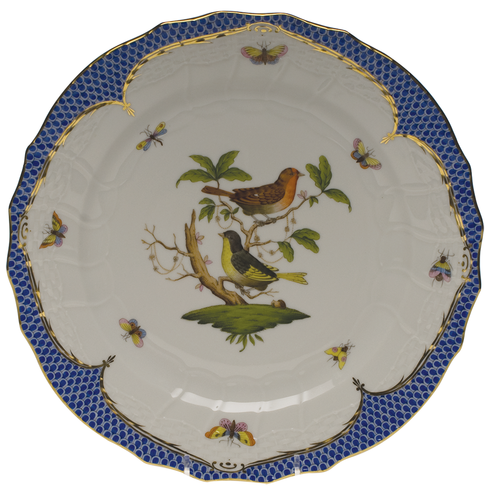 Rothschild Bird Blue Border Service Plate - Motif 03 11"d