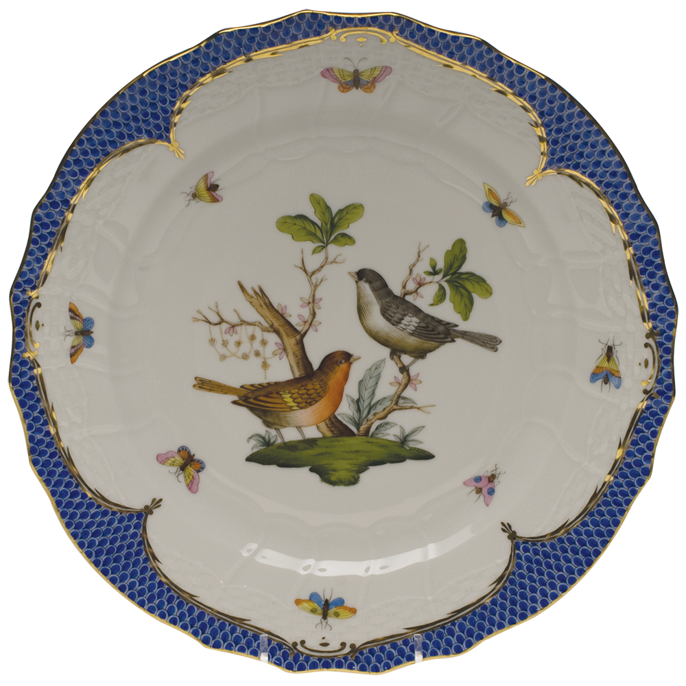 Rothschild Bird Blue Border Service Plate - Motif 05 11"d