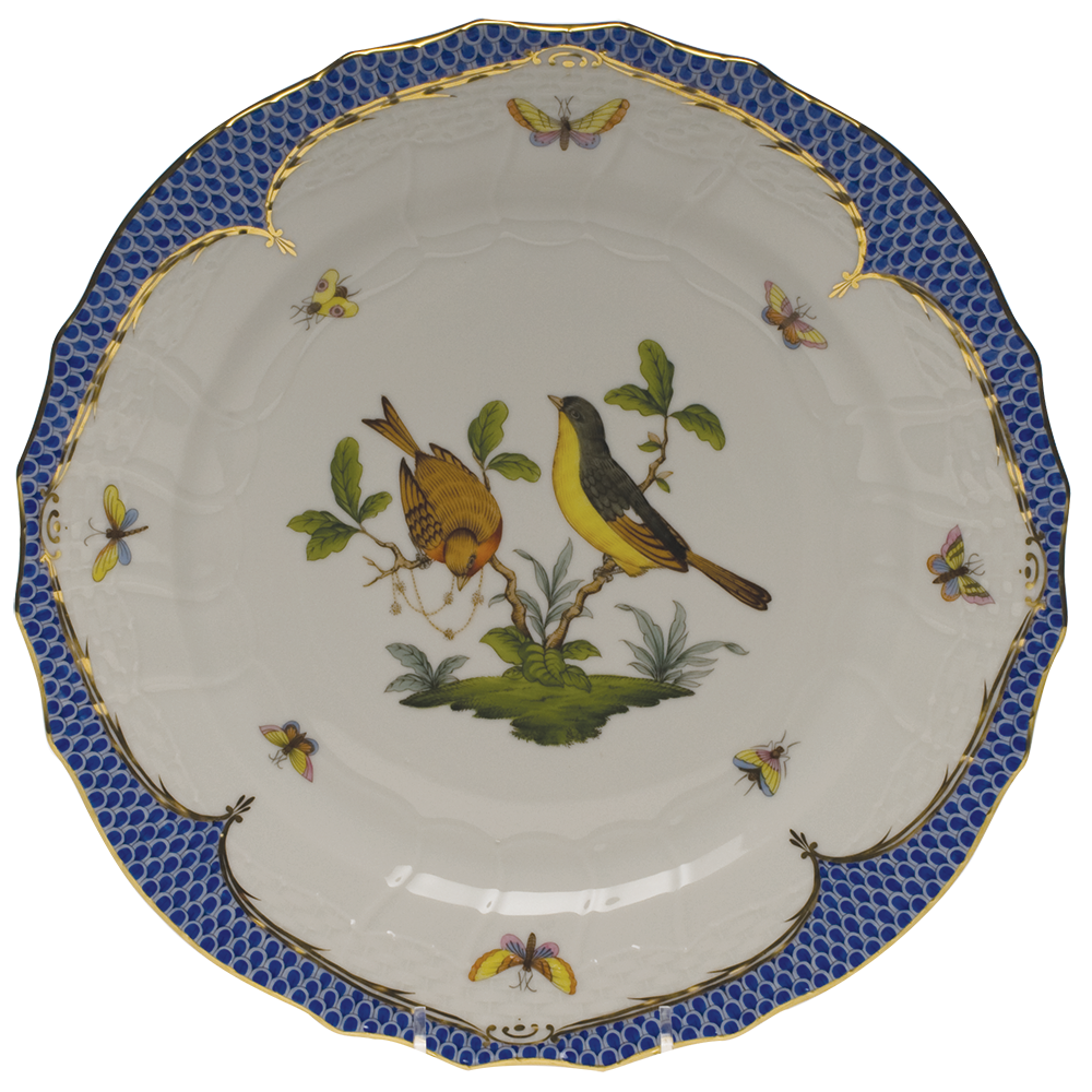 Rothschild Bird Blue Border Service Plate - Motif 07 11"d