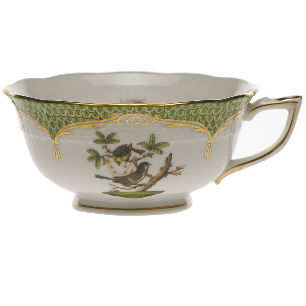 Rothschild Bird Green Bord Tea Cup - Motif 01 (8 Oz) - Green Border
