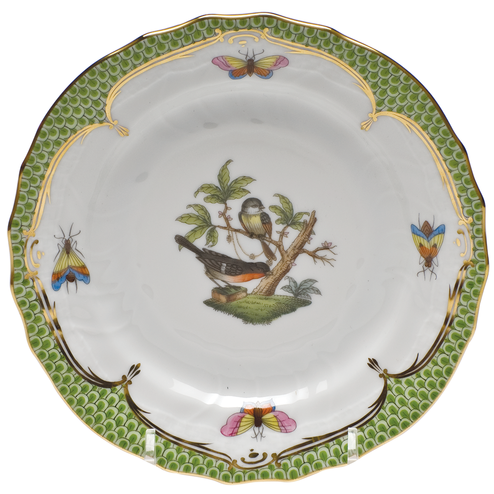 Rothschild Bird Green Bord Bread And Butter Plate - Mo 02 6"d - Green Border