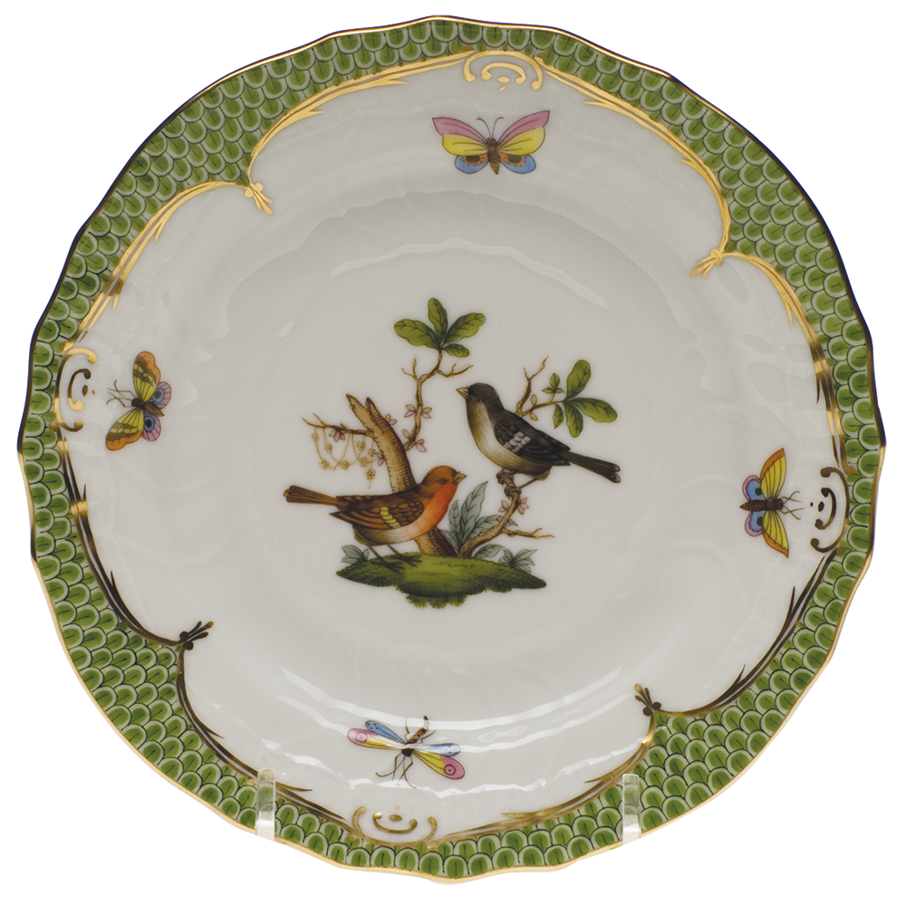 Rothschild Bird Green Bord Bread And Butter Plate - Mo 05 6"d - Green Border