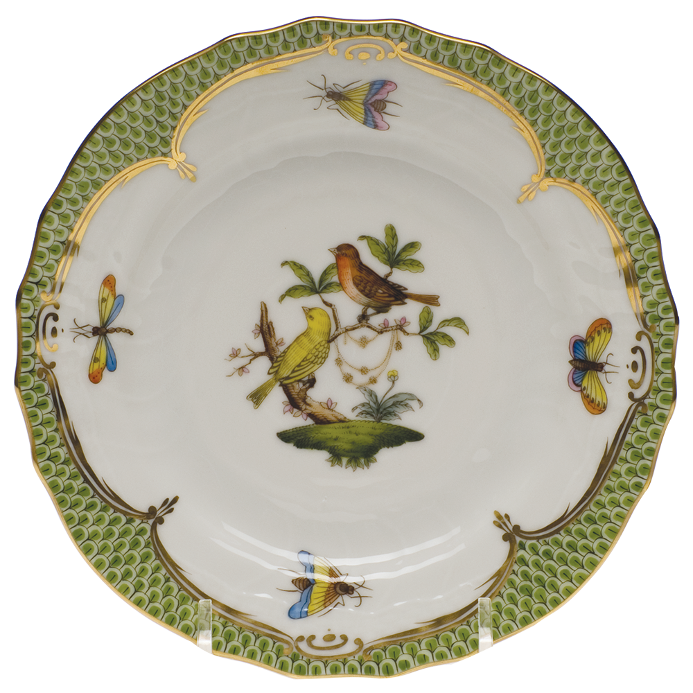 Rothschild Bird Green Bord Bread And Butter Plate - Mo 06 6"d - Green Border
