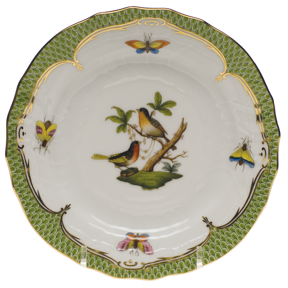 Rothschild Bird Green Bord Bread And Butter Plate - Mo 08 6"d - Green Border