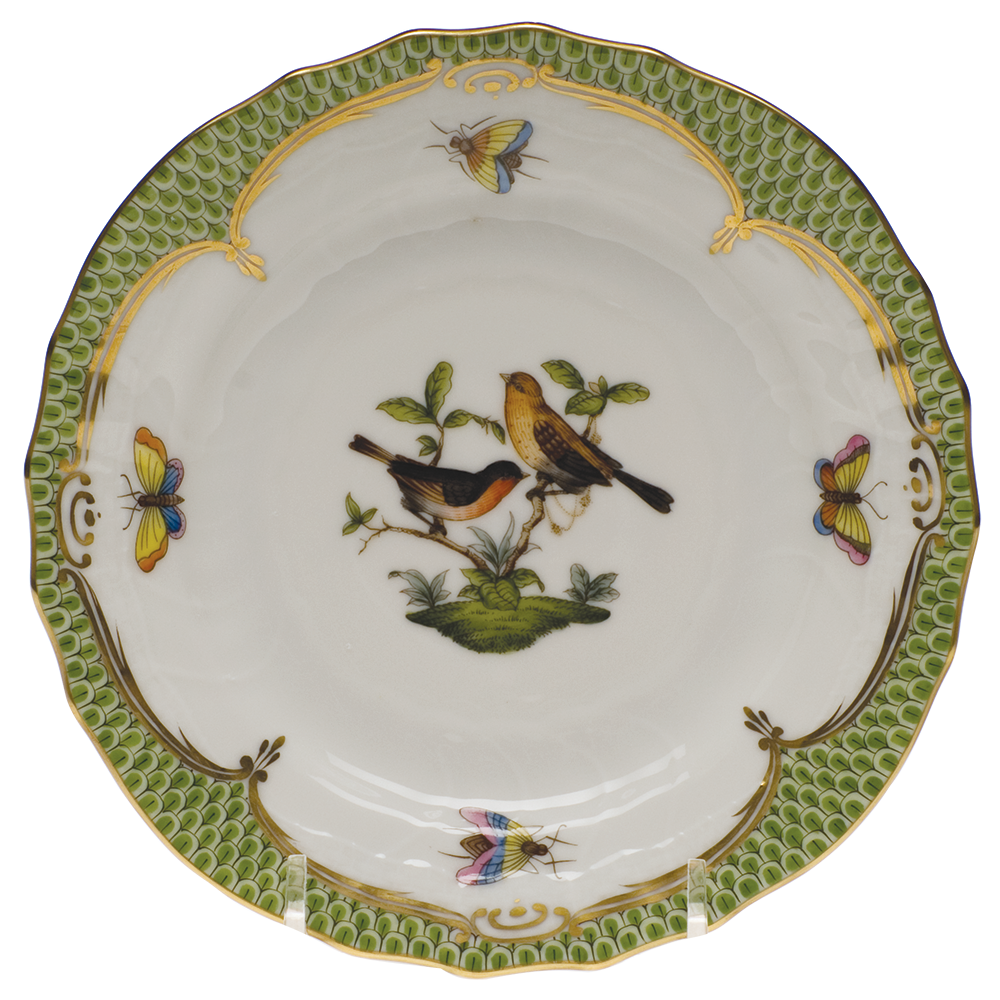 Rothschild Bird Green Bord Bread And Butter Plate - Mo 09 6"d - Green Border