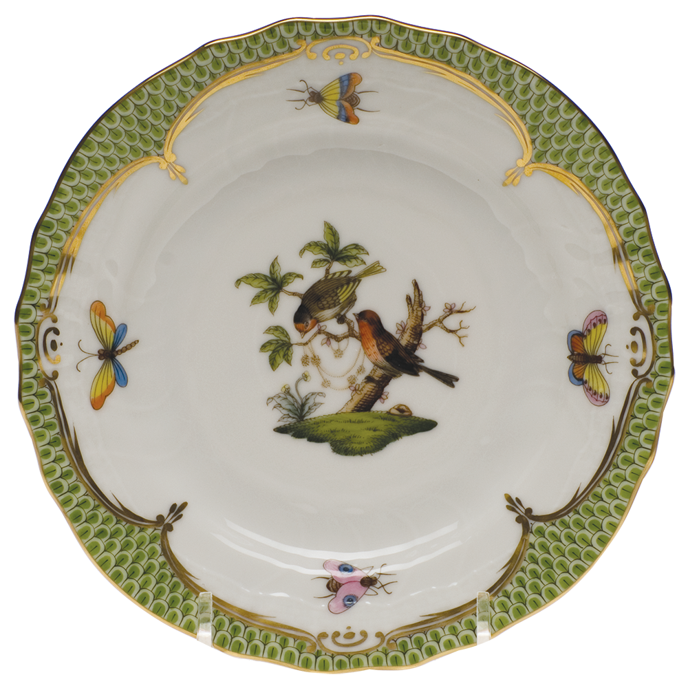 Rothschild Bird Green Bord Bread And Butter Plate - Mo 10 6"d - Green Border