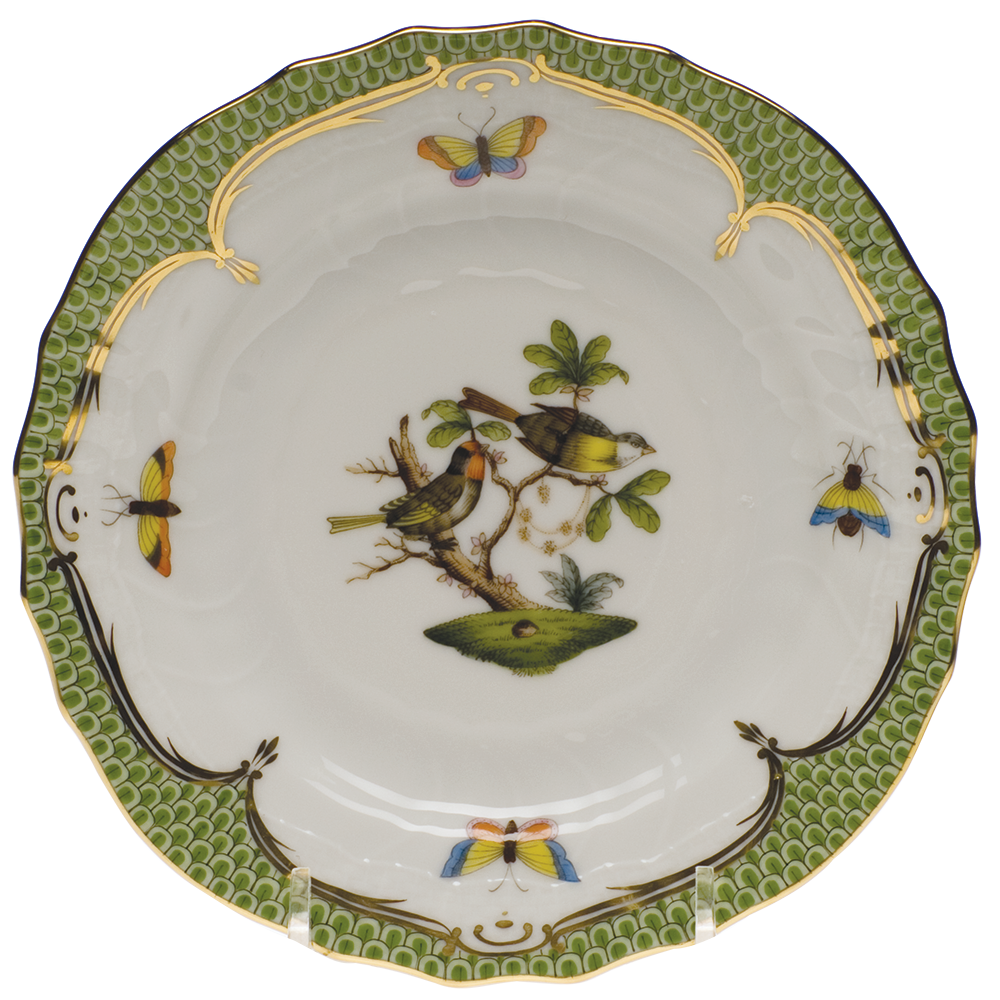 Rothschild Bird Green Bord Bread And Butter Plate - Mo 11 6"d - Green Border