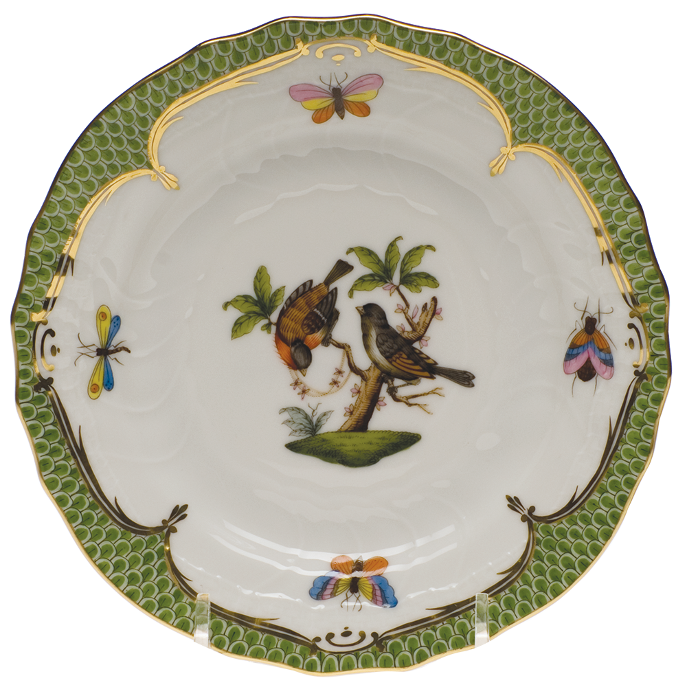 Rothschild Bird Green Bord Bread And Butter Plate - Mo 12 6"d - Green Border