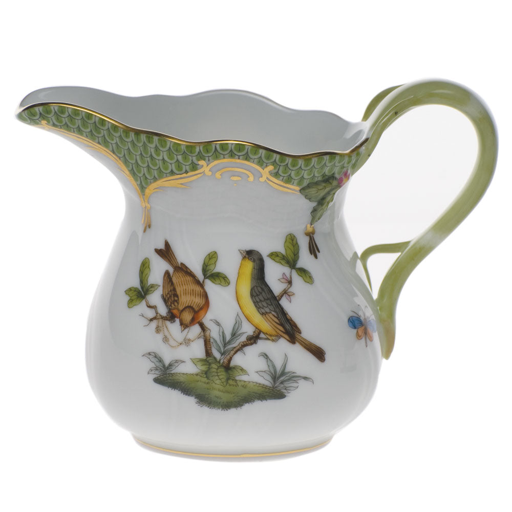 Herend Rothschild Bird Green Bord Creamer (6 Oz) 3.5"h - Green Border