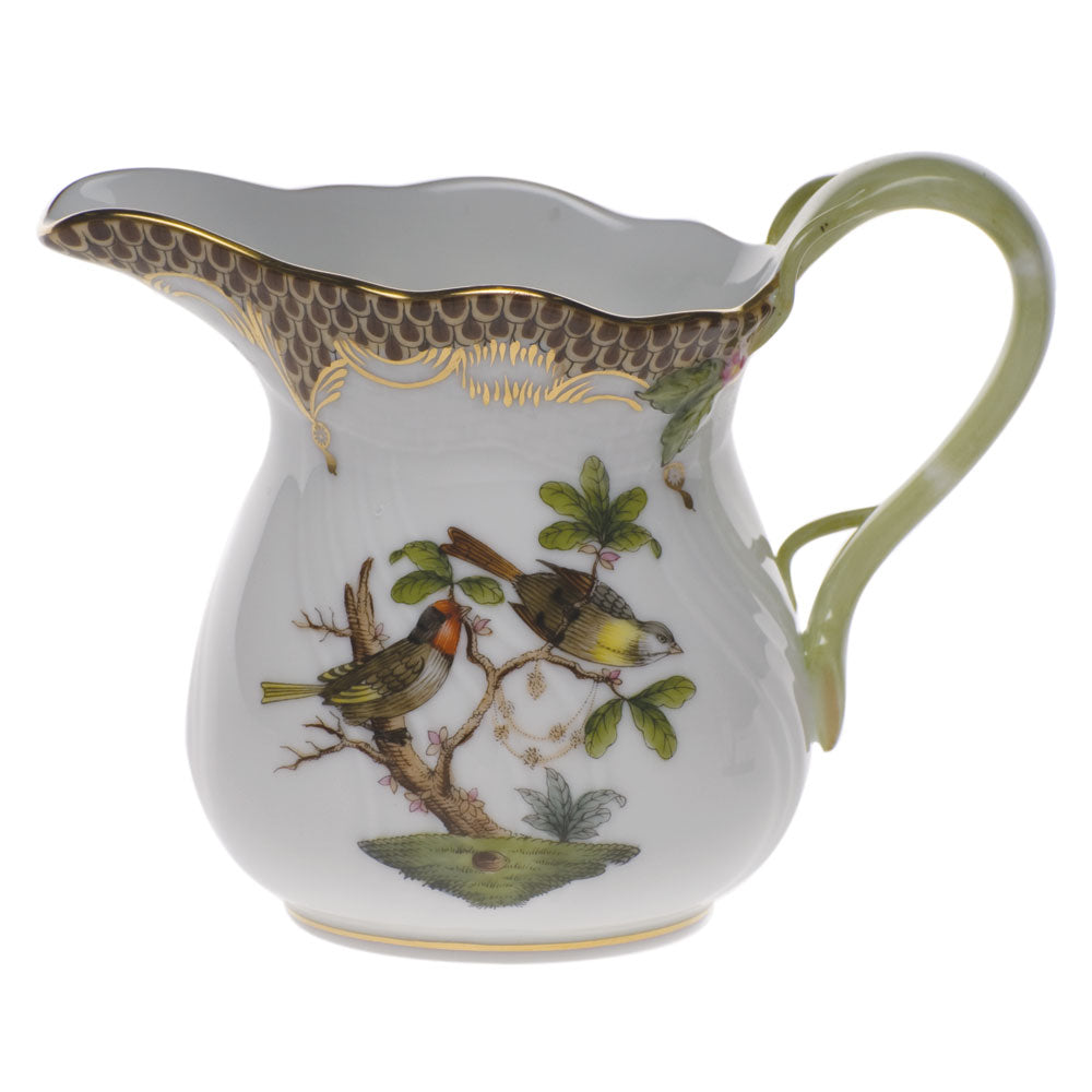 Herend Rothschild Bird Choc Border Creamer (6 Oz) 3.5"h - Brown Border