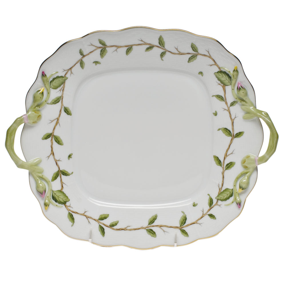 Herend Rothschild Garden Square Cake Plate W/handles 9.5"sq