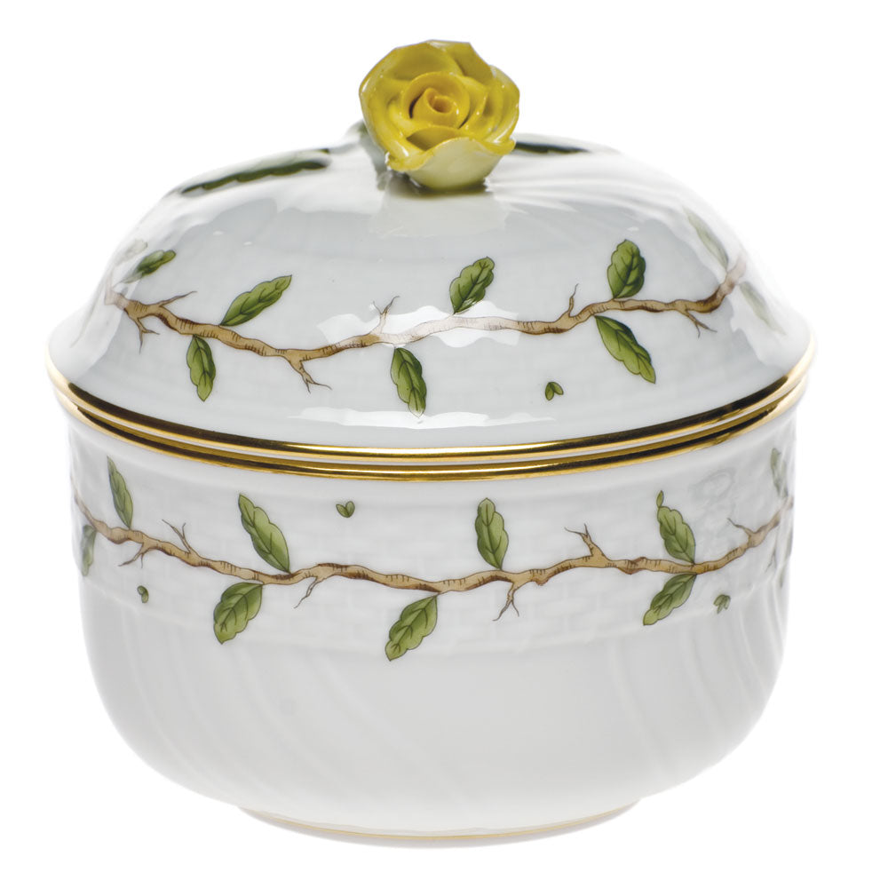 Herend Rothschild Garden Cov Sugar W/rose (6 Oz) 4"h