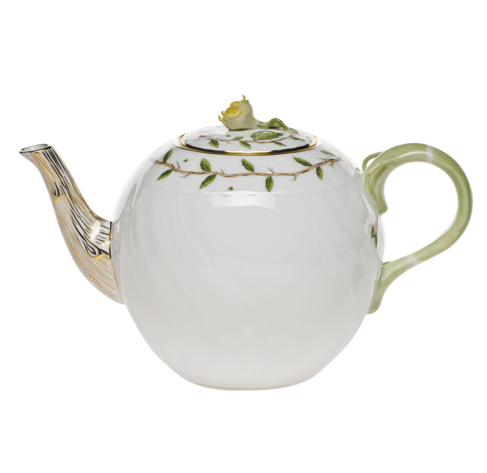 Herend Rothschild Garden Tea Pot W/rose (36 Oz) 5.5"h