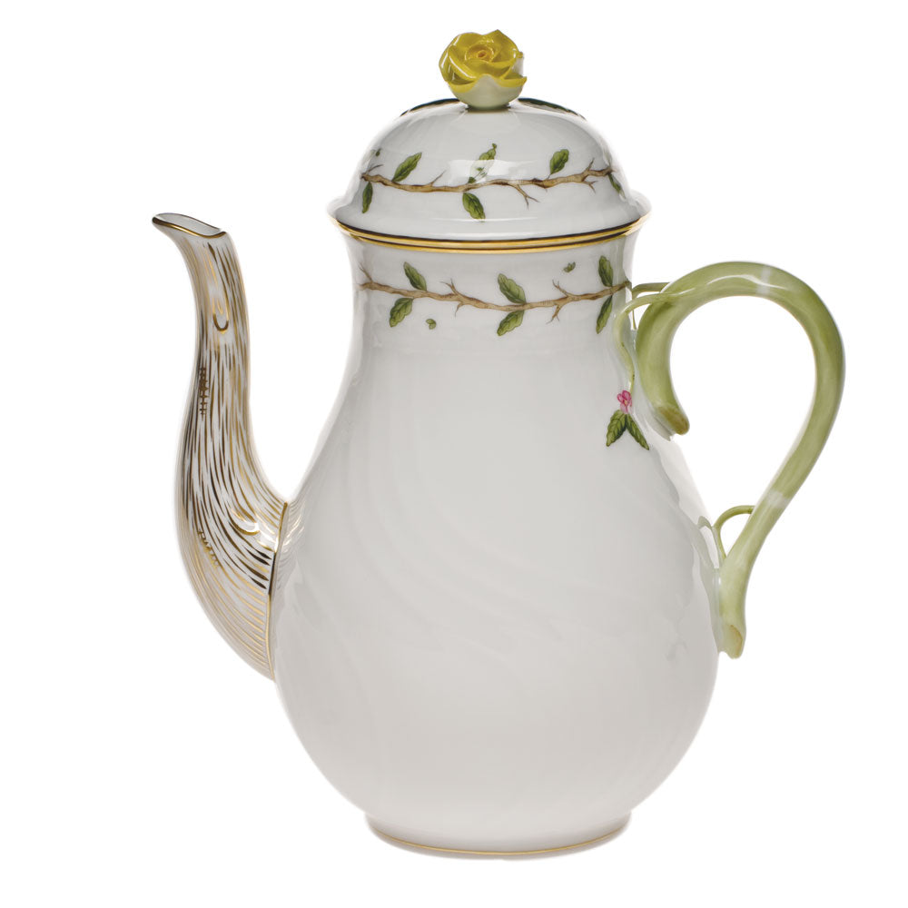 Herend Rothschild Garden Coffee Pot W/rose (36 Oz) 8.5"h