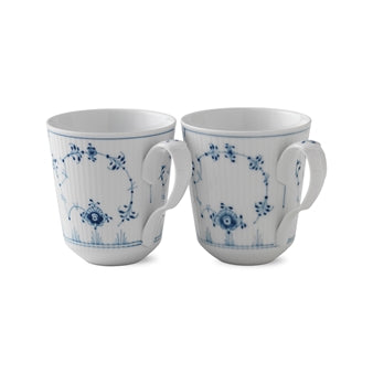 Blue Fluted Plain Mug Pair