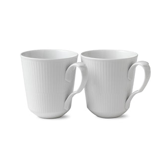 White Fluted Mug Pair