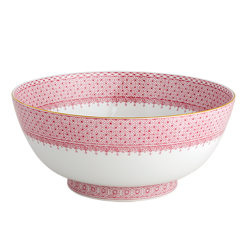 Mottahedeh Pink Lace Round Serving Bowl