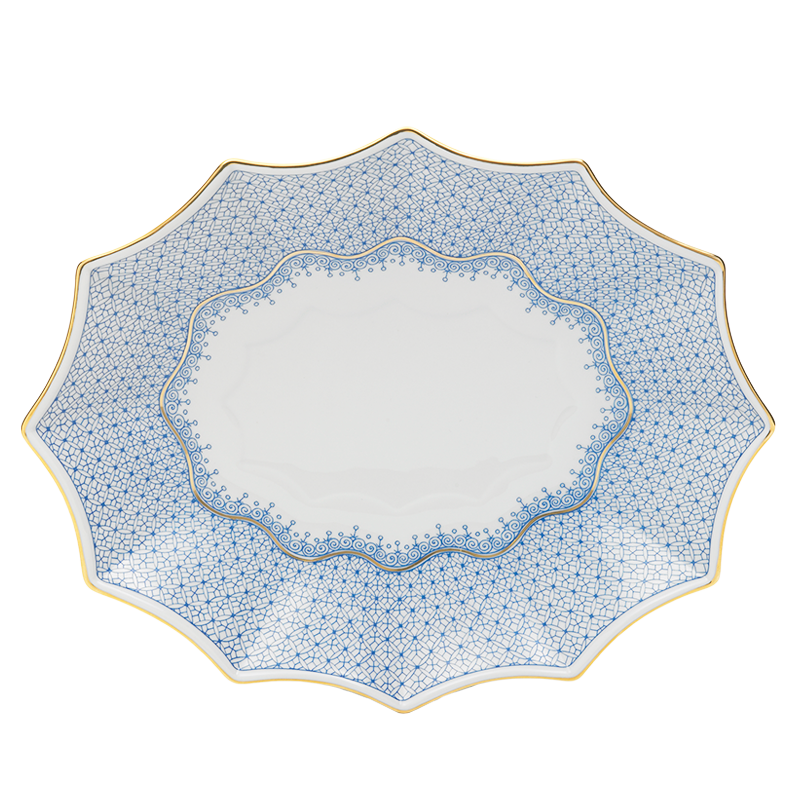 Mottahedeh Cornflower Lace 12 Sided Tray - Lg.