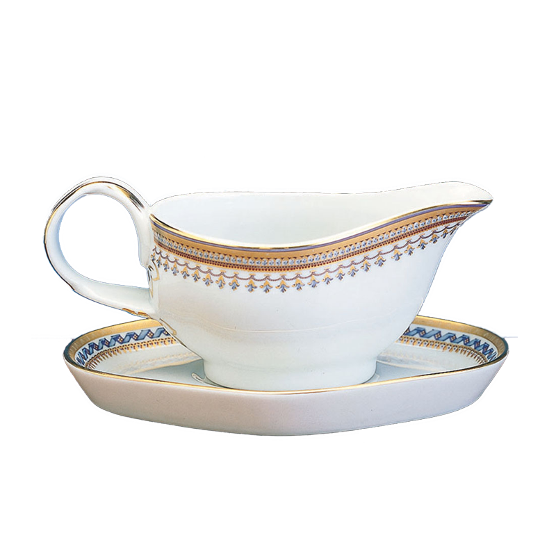 Mottahedeh Chinoise Blue Gravy Boat & Stand
