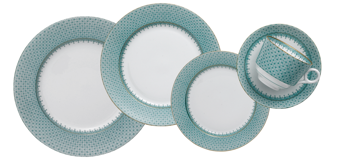 Mottahedeh Green Lace 5 pc Place Setting