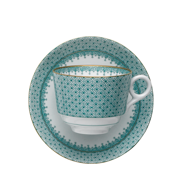 Mottahedeh Green Lace Tea Cup & Saucer