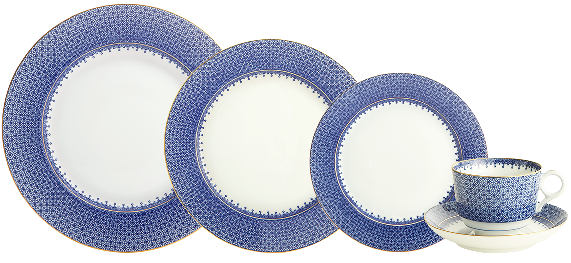 Mottahedeh Blue Lace 5 pc Place Setting