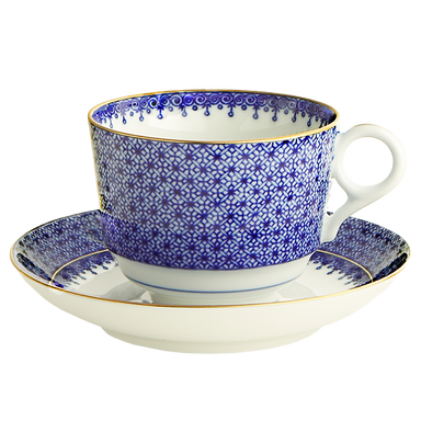 Mottahedeh Blue Lace Tea Cup & Saucer
