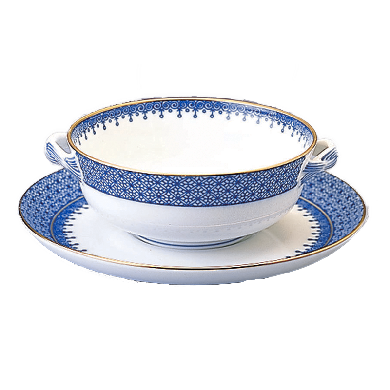 Mottahedeh Blue Lace Cream Soup & Saucer