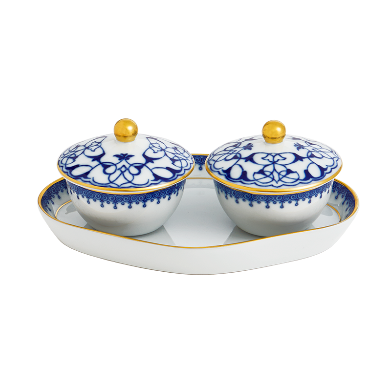 Mottahedeh Blue Lace Oval Tray - Sm.