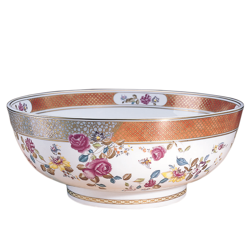 Mottahedeh Famille Rose Round Punch Bowl