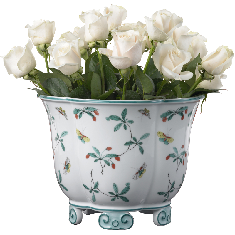 Mottahedeh Famille Verte 5 Lobed Cachepot (Wufu Shape)