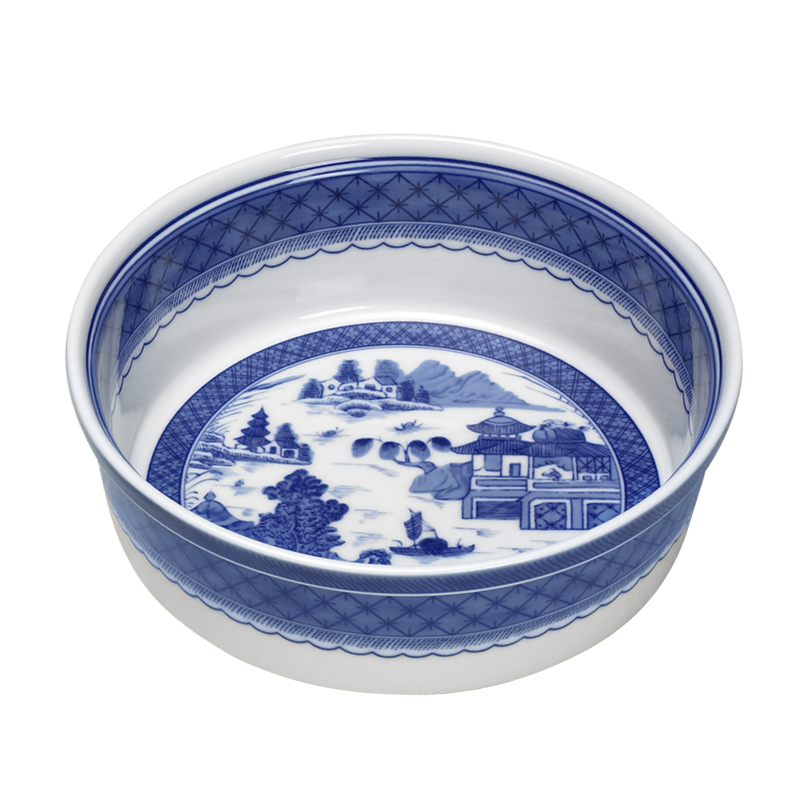 Mottahedeh Blue Canton Baking Dish, Round (Souffle')