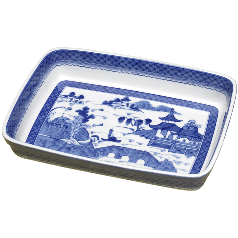 Mottahedeh Blue Canton Baking Dish, Rectangular