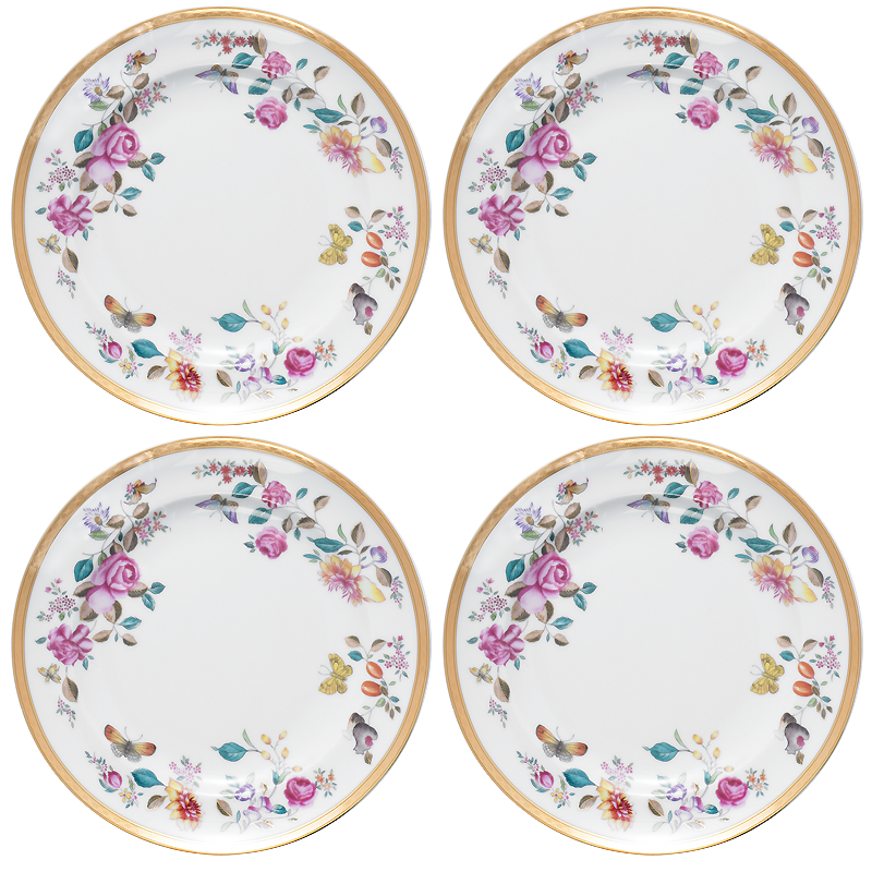 Mottahedeh Lowestoft Garden Dessert S/4