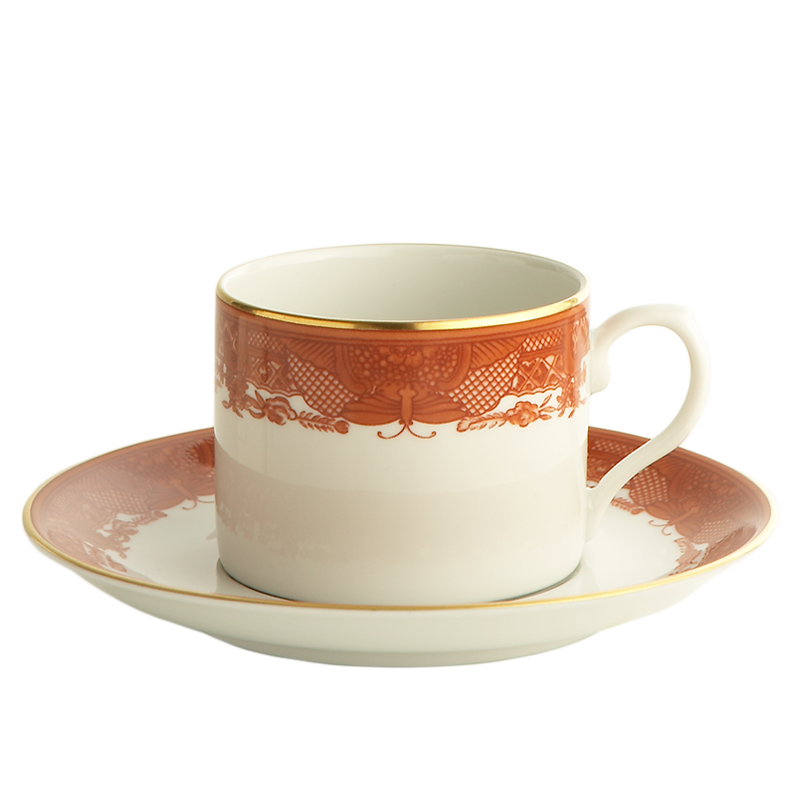 Mottahedeh Fitzhugh Cinnabar Tea Cup & Saucer