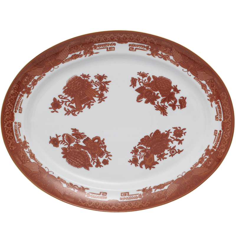 Mottahedeh Fitzhugh Cinnabar Oval Platter